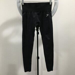 GYMSHARK Black White Logo Pull On Crop/Ankle Activewear Leggings